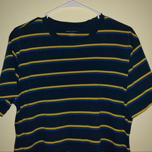 Navy Blue Striped No Bountries Casual T Shirt
